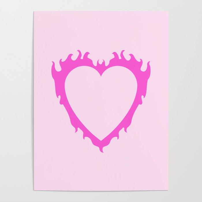 Pink Flame Heart Poster