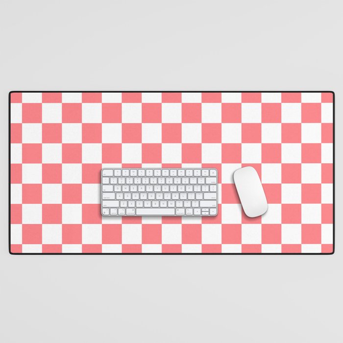 Checkerboard Pattern - coral Desk Mat