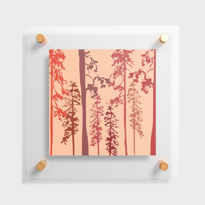 Woody - Red Minimal Forest Art Design Floating Acrylic Print