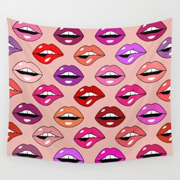 bright multicolored lips Wall Tapestry
