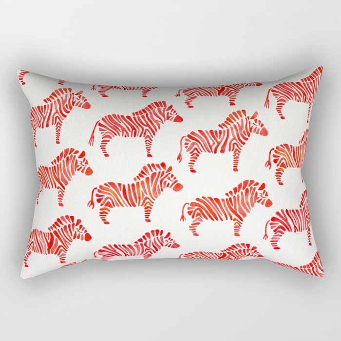Zebras – Red Palette Rectangular Pillow