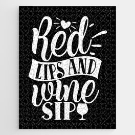 Red Lips And Wine Sip Jigsaw Puzzle