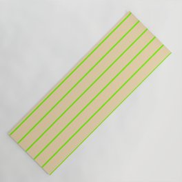 [ Thumbnail: Green & Tan Colored Striped Pattern Yoga Mat ]