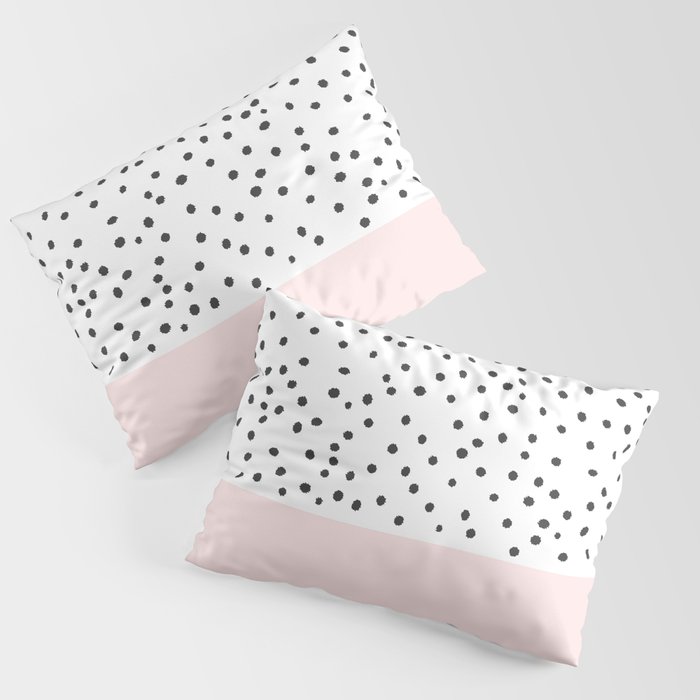 Pastel pink black watercolor polka dots pattern Pillow Sham