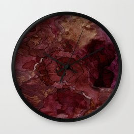 Rose, Burgundy and Merlot Watercolor Flowers Wall Clock