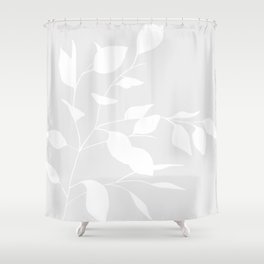 Grey & White Leaves Shower Curtain