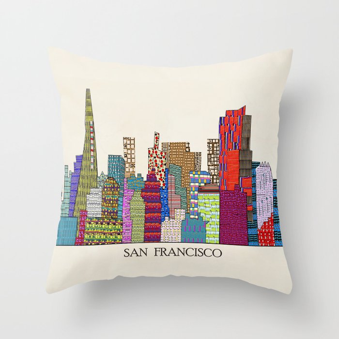 San Francisco city skyline Throw Pillow