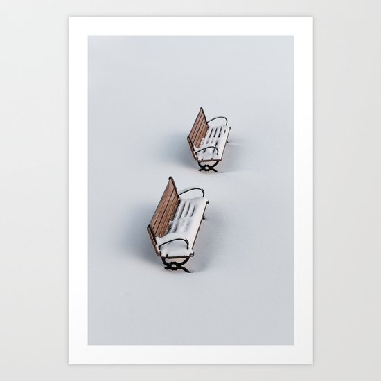 Winter's Benches Art Print