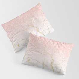 Rose Gold Glitter and gold white Marble Pillow Sham