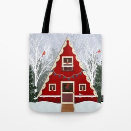 Cozy Christmas Cabin  Tote Bag