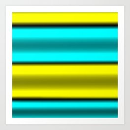 Yellow & Cyan Horizontal Stripes Art Print