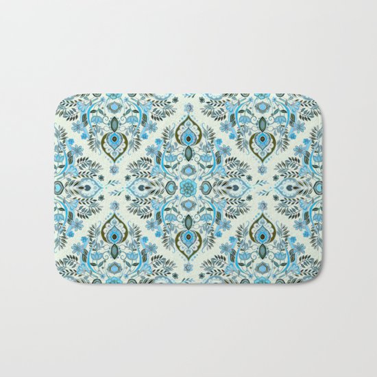Modern Folk in Aqua and Umber Bath Mat