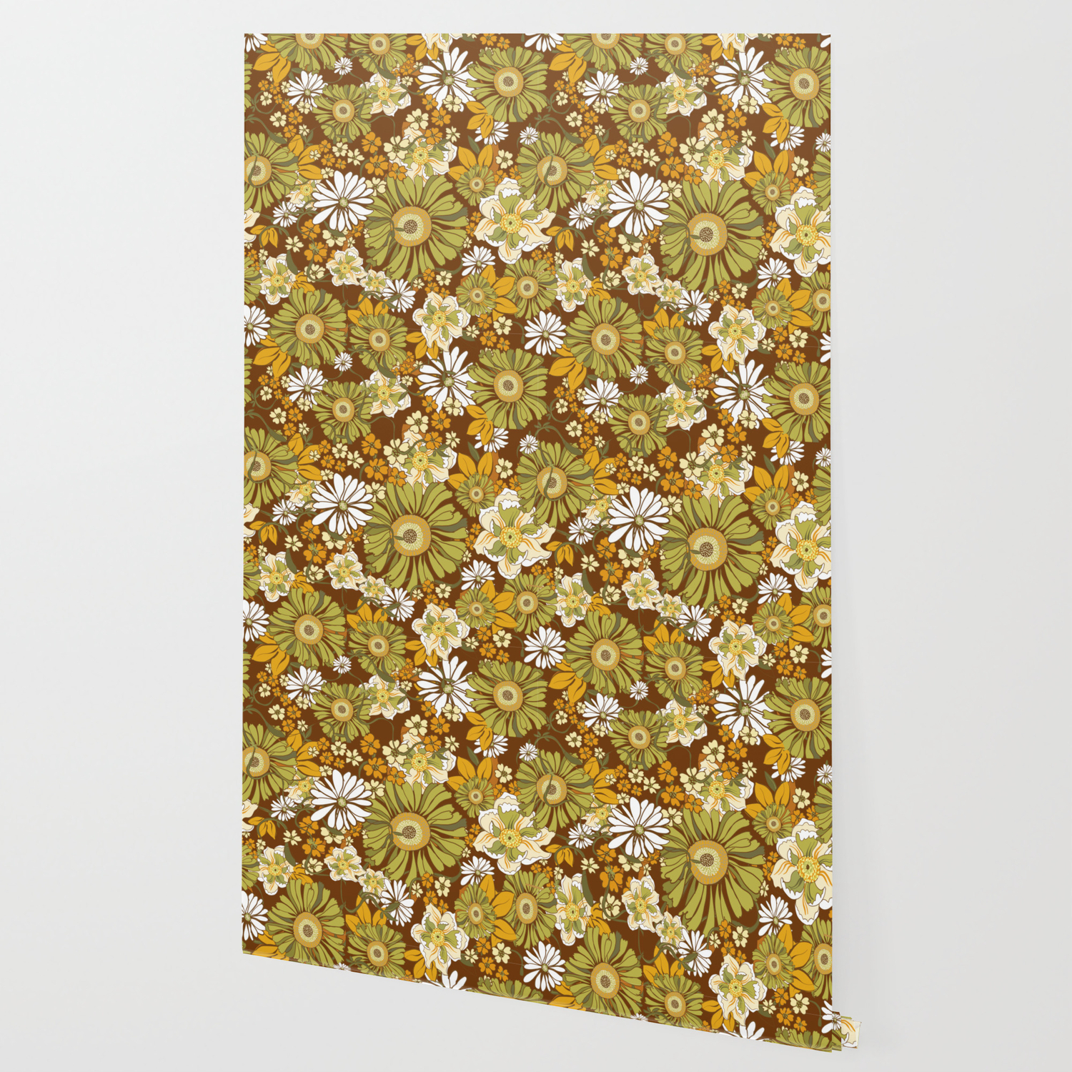 70s Retro Flower Power Boho Pattern Wallpaper By Chrissyink Society6
