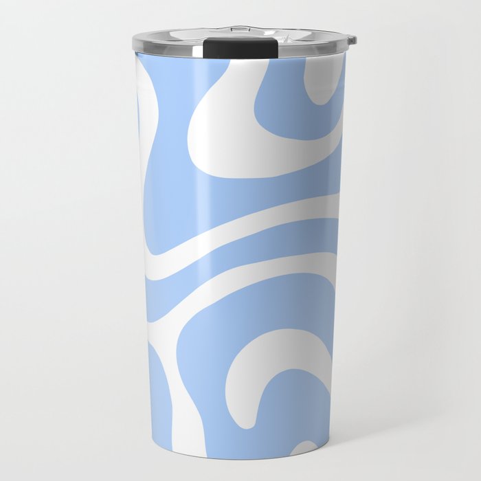 Warped Swirl Marble Pattern (sky blue/white) Travel Mug