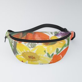 daffodils and hyacinths: watercolor painting Fanny Pack