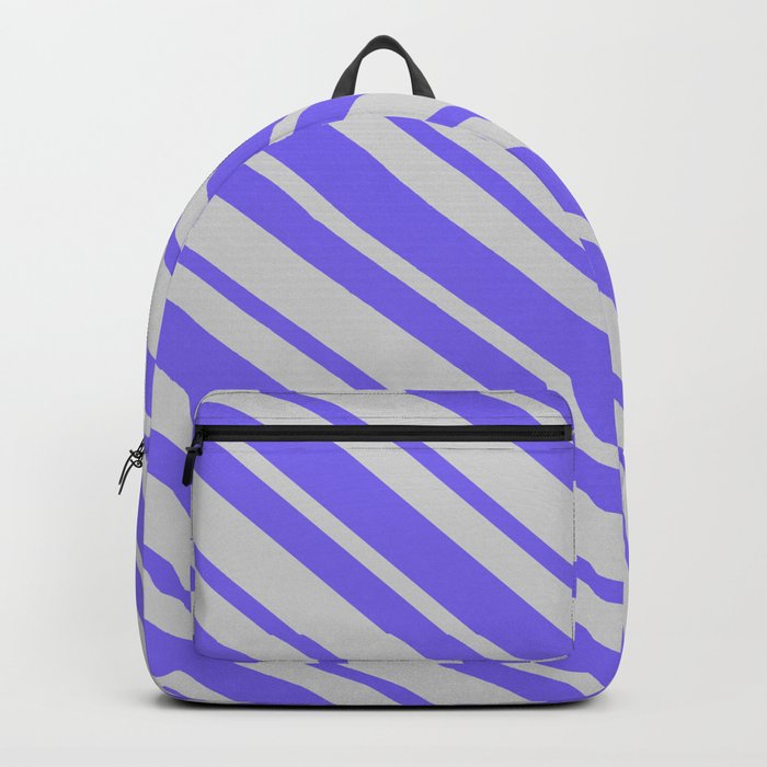 Light Gray & Medium Slate Blue Colored Stripes Pattern Backpack