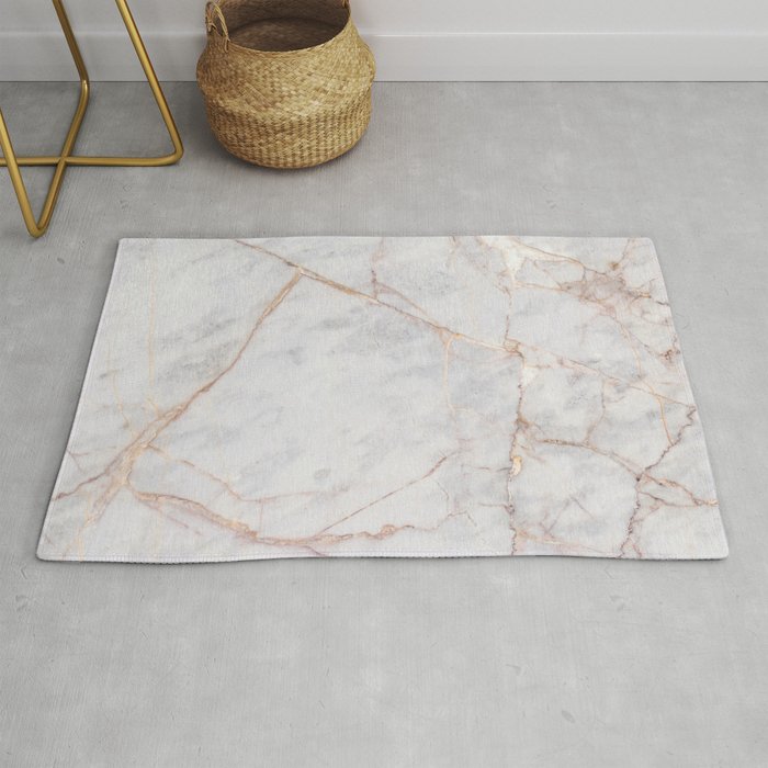 White Italian Marble Gold Rug By Newwave Society6