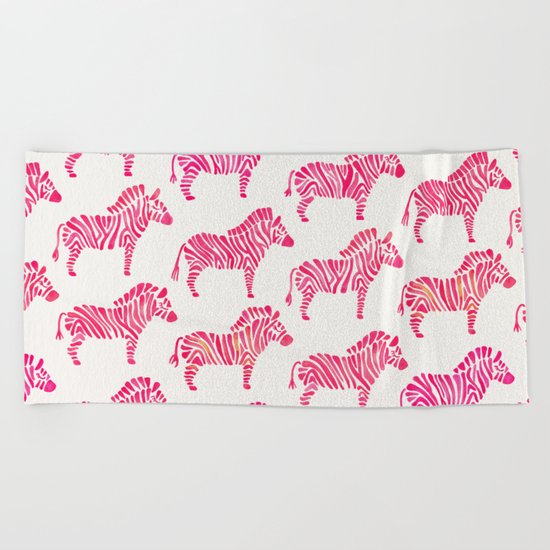 Zebras – Pink Palette Beach Towel