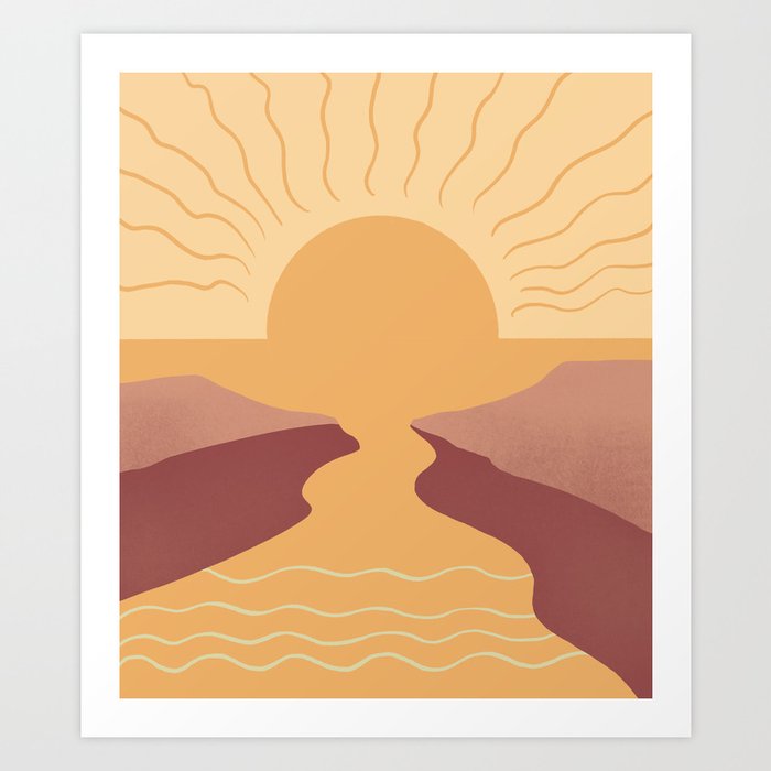 Abstraction landscape Sunrise to Sunset Art Print