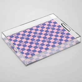 Smileys and Checkerboard (Very Peri And Pink Color Palette) Acrylic Tray