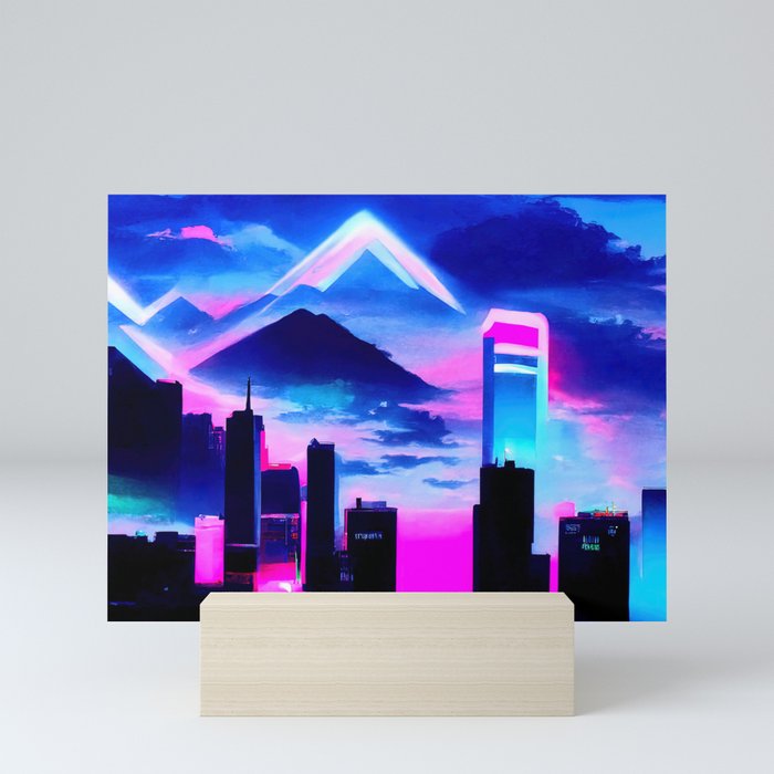 Retrofuturistic Skyline Mini Art Print