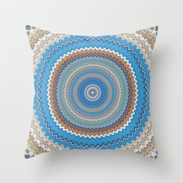 Pattern Faded Blues Mandala Throw Pillow