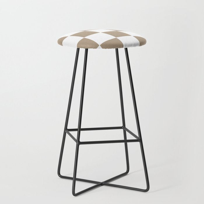 Beige & White Check, Modern Checkerboard  Bar Stool