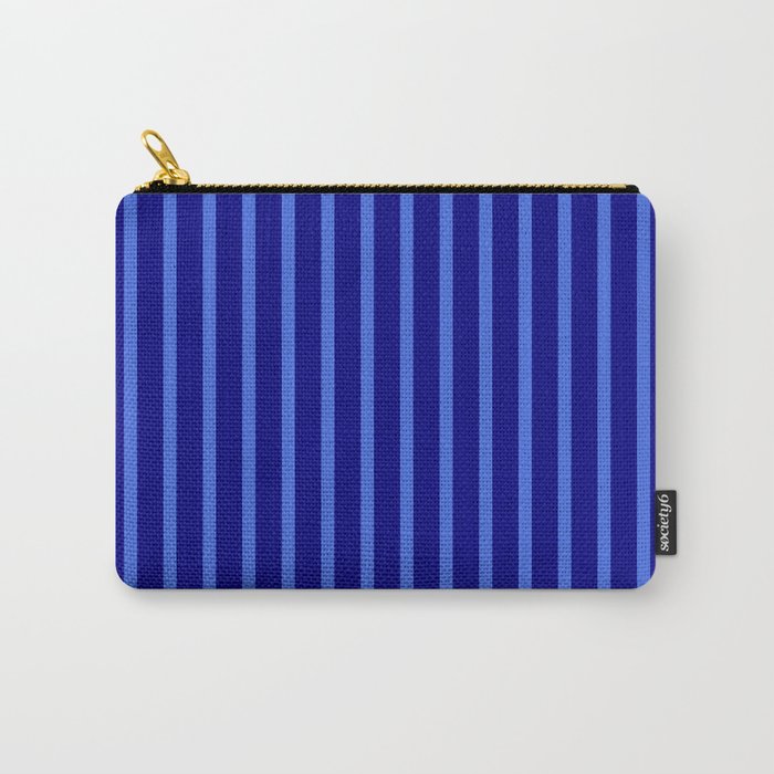 Blue & Royal Blue Colored Striped/Lined Pattern Carry-All Pouch