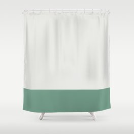 Pale Gray and Teal Sage Green Minimalist Color Block Solid Shower Curtain