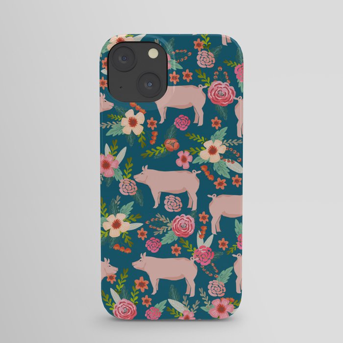 Pig florals farm homesteader pigs cute farms animals floral gifts iPhone Case