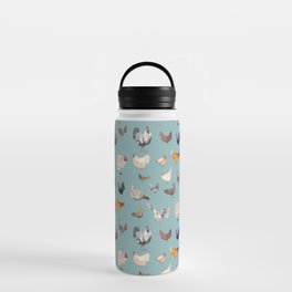 Chicken Happy Pattern- teal Water Bottle