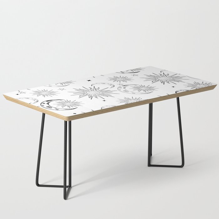 Sun & Moon Pattern Black and White Coffee Table