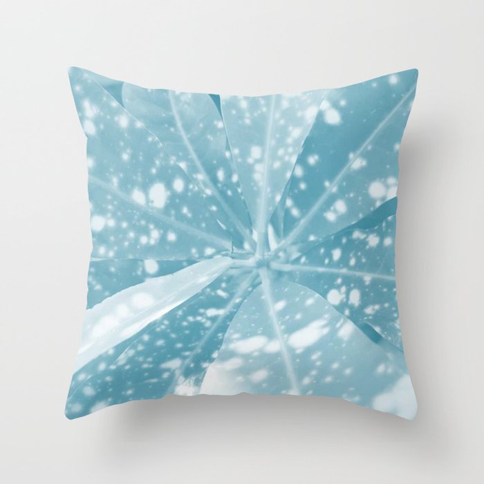 Spotted Leaves. nature, blue, white, decor, art, leaves, leaf, society6 Throw Pillow