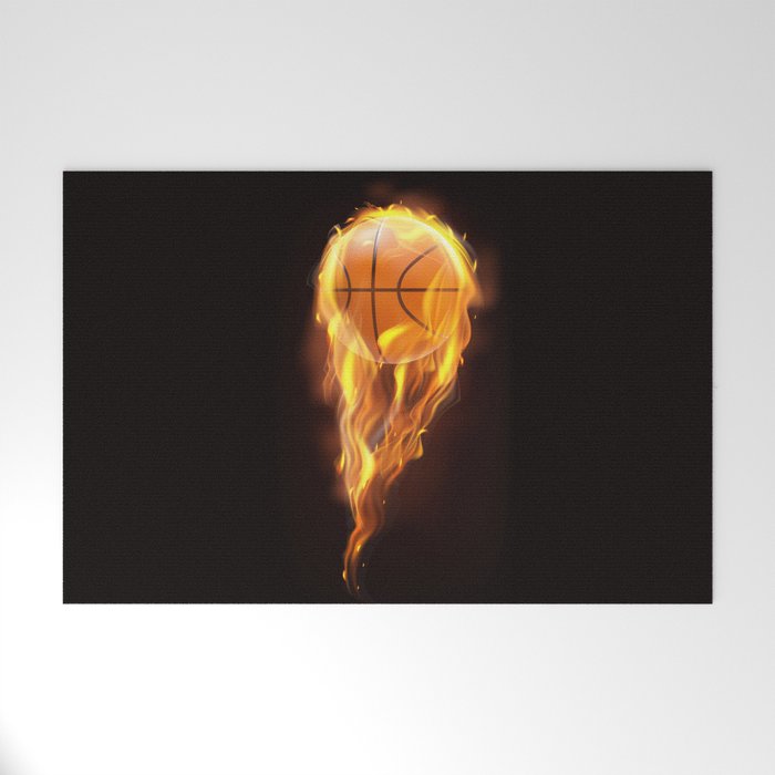 Basketball on fire. Basketball lovers gift. Welcome Mat