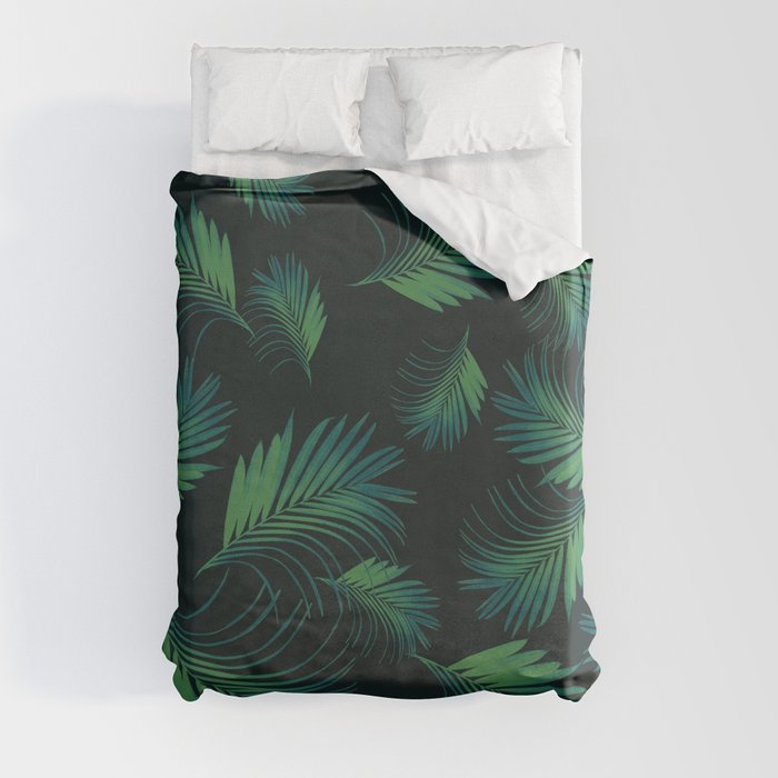 Tropical Night Palms Pattern #1 #tropical #decor #art #society6 Duvet Cover