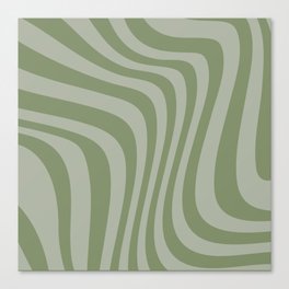 Retro Liquid Swirl Sage Green Canvas Print