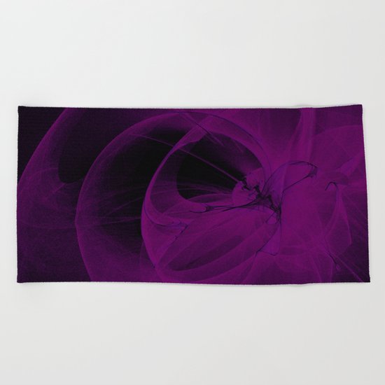 Cosmic Fractal dark black and purple Beach Towel
