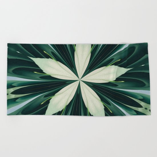 White Leaves In A Green Forest Kaleidoscope Beach Towel
