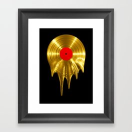 Melting vinyl GOLD / 3D render of gold vinyl record melting Framed Art Print