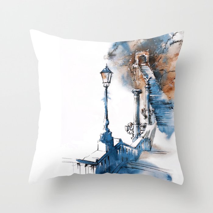 Watercolor painting. Budapest. Throw Pillow