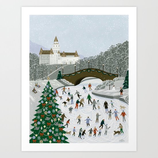 Ice skating pond Art Print