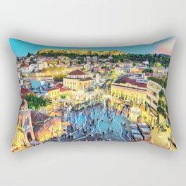 Athens Panoramic View Rectangular Pillow