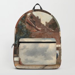 Johannes Vermeer The Little Street Backpack | Summer, Europe, Town, Color, Building, Skyline, Vermeer, Artist, Johannes, Urban 