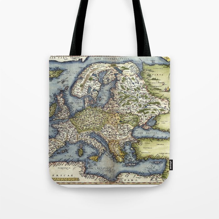 1572 Europa Ortelius vintage pictorial map Tote Bag