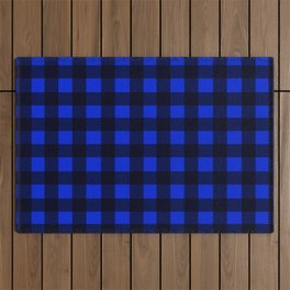 Blue Gingham ,checkered ,buffalo ,plaid pattern Outdoor Rug