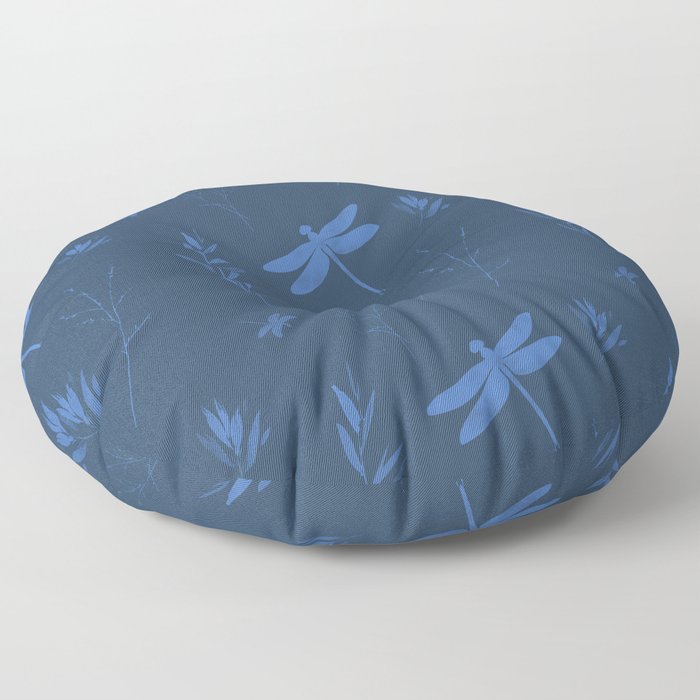 Navy Blue Dragonfly Floor Pillow