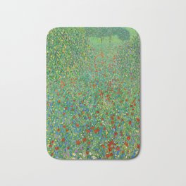 Gustav Klimt - Poppy Field Bath Mat | Secession, Wild, Colorful, Painting, Modern, Artnouveau, Landscape, Symbolism, Green, Trees 