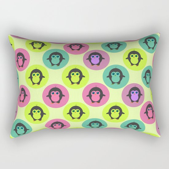Penguins in colorful bubbles Rectangular Pillow