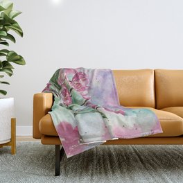 Cherry Blossoms Watercolour Painting Throw Blanket