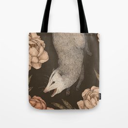 The Opossum and Peonies Tote Bag
